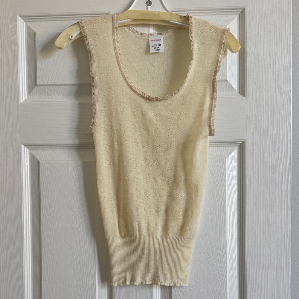 Cream Sleeveless Knit Tank Top